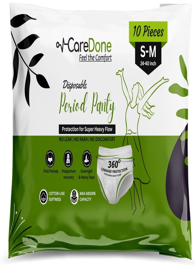 CareDone Disposable Period Panties for Women & Girls | 360° Protection | Soft and Flexible | Overnight Comfort | Protects From Heavy Flow | Rash Free and Toxin Free. (10 Panties (S-M)) - Image 1